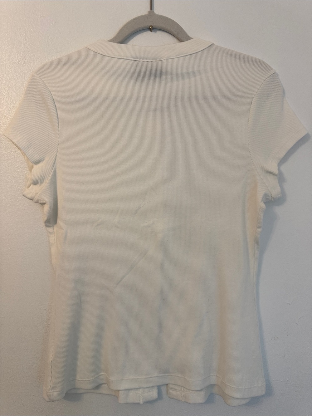 Reformation Cream Short-Sleeve Ribbed Button-Down Tee - Picture 3 of 3